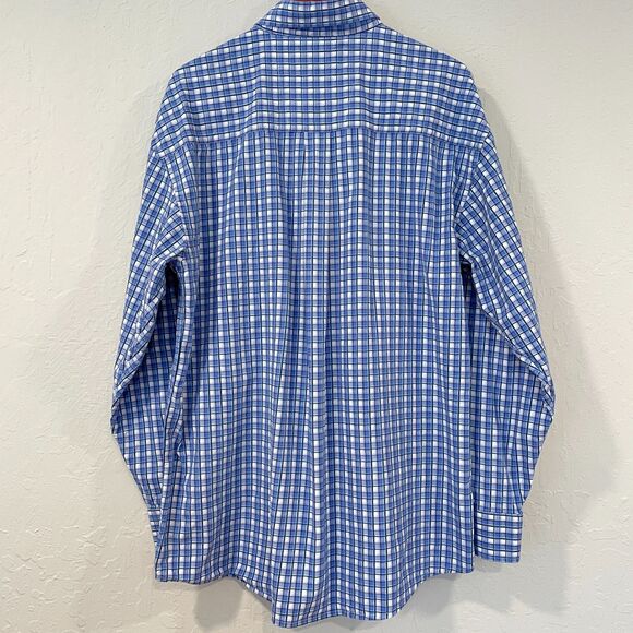 ~ Wrangler XL George Strait Cowboy Cut Collection Button-Down Shirt Blue Plaid - Picture 10 of 14